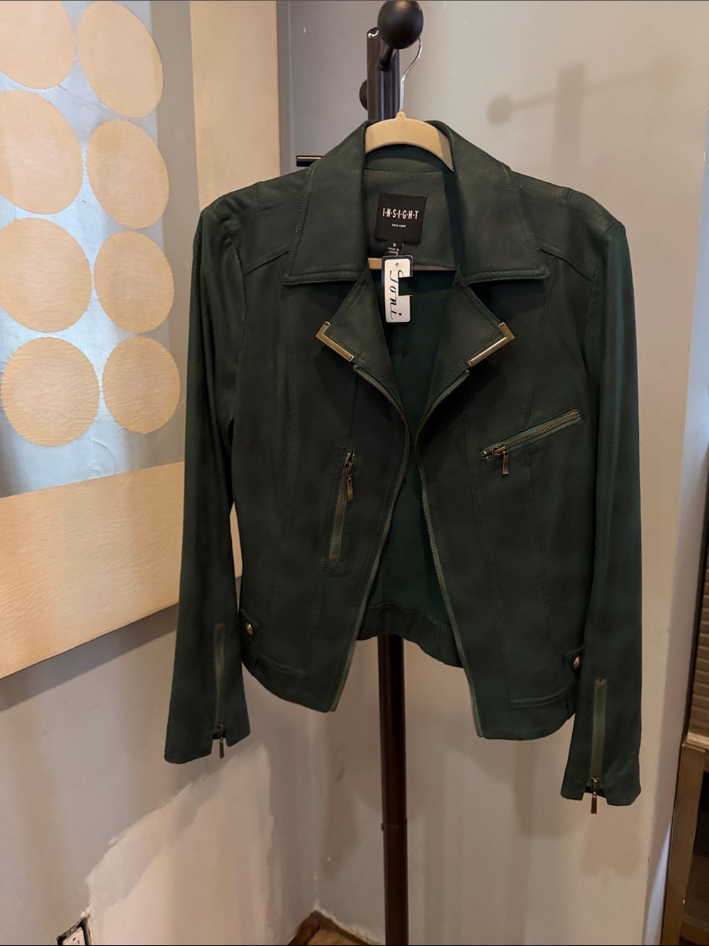 Insight Forest Green Moto-Style Leather Jacket